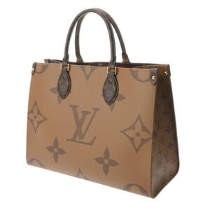 Louis Vuitton the On Handbag Leather Brown Monogram Go Giant